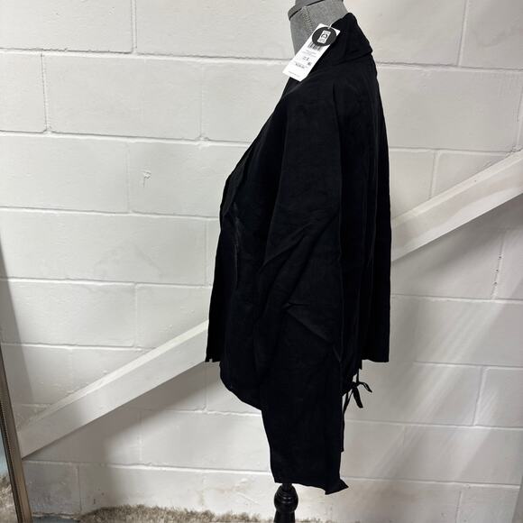 Eileen Fisher Black Organic Handkerchief Linen High Collar Jacket Sz Medium NWT - Picture 5 of 9